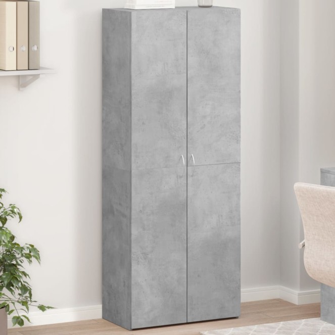 Betonszürke szerelt fa irattartó szekrény 60 x 32 x 153 cm