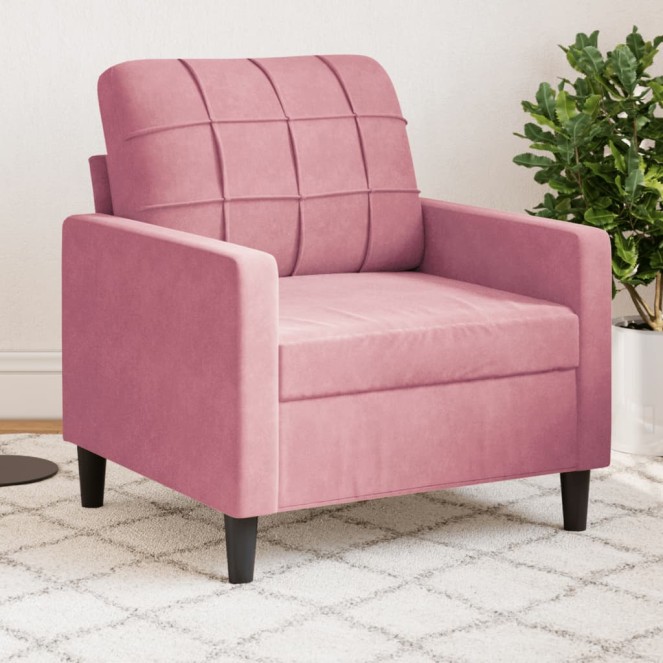 Rózsaszín bársony kanapéfotel 60 cm