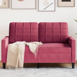 Kétszemélyes bordó bársony kanapé 120 cm