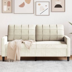 Kétszemélyes krémszínű bársony kanapé 140 cm