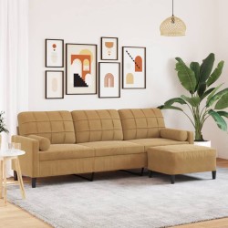 3 személyes barna bársonykanapé lábtartóval 210 cm 3 személyes barna bársonykanapé lábtartóval 210 cm