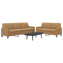 2 részes barna bársony ülőgarnitúra párnákkal