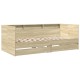 Sonoma tölgy színű szerelt fa kanapéágy fiókokkal 90 x 190 cm