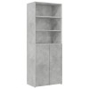Betonszürke szerelt fa tárolószekrény 70 x 42,5 x 225 cm