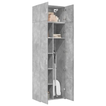 Betonszürke szerelt fa tárolószekrény 70 x 42,5 x 225 cm