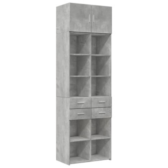 Betonszürke szerelt fa tárolószekrény 70 x 42,5 x 225 cm