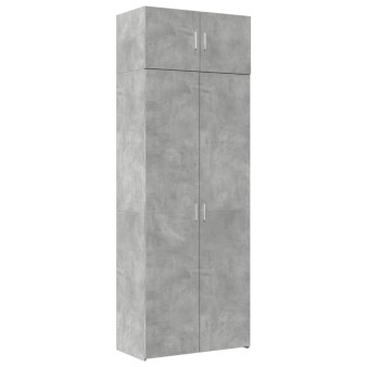 Betonszürke szerelt fa tárolószekrény 80 x 42,5 x 225 cm