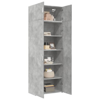 Betonszürke szerelt fa tárolószekrény 80 x 42,5 x 225 cm