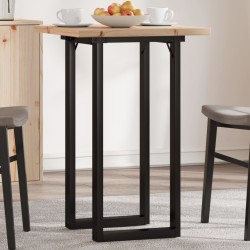 Tömör fenyőfa és öntöttvas étkezőasztal o-vázzal 50x50x75,5 cm