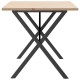 Tömör fenyőfa és öntöttvas étkezőasztal x-vázzal 160x80x75,5 cm