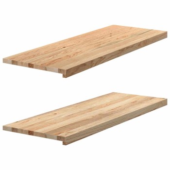 Ablakpárkányok 2 db kezeletlen 110x40x2 cm tömör fa tölgyfa