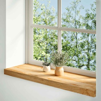 Ablakpárkányok 2 db kezeletlen 80x25x2 cm tömör fa tölgyfa