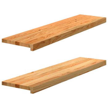 Ablakpárkányok 2 db világosbarna 100x30x2 cm tömör fa tölgyfa