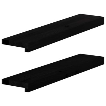 Ablakpárkányok 2 db barna-fekete 70x15x2 cm tömör fa tölgyfa