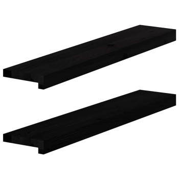 Ablakpárkányok 2 db barna-fekete 80x15x2 cm tömör fa tölgyfa