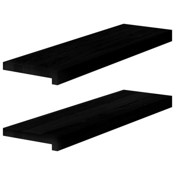 Ablakpárkányok 2 db barna-fekete 70x20x2 cm tömör fa tölgyfa