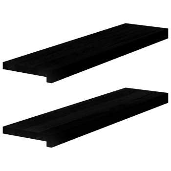 Ablakpárkányok 2 db barna-fekete 80x20x2 cm tömör fa tölgyfa