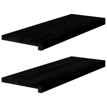 Ablakpárkányok 2 db barna-fekete 70x25x2 cm tömör fa tölgyfa