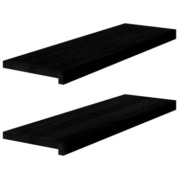 Ablakpárkányok 2 db barna-fekete 80x25x2 cm tömör fa tölgyfa