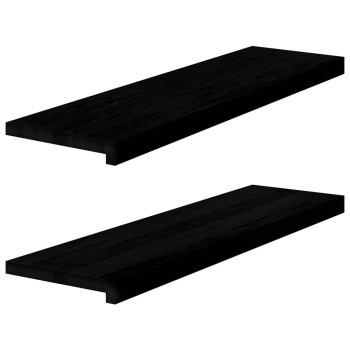 Ablakpárkányok 2 db barna-fekete 90x30x2 cm tömör fa tölgyfa