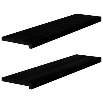 Ablakpárkányok 2 db barna-fekete 100x30x2 cm tömör fa tölgyfa