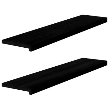 Ablakpárkányok 2 db barna-fekete 110x30x2 cm tömör fa tölgyfa