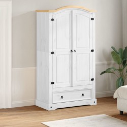 Fehér corona tömör fenyőfa ruhásszekrény 102 x 52 x 186 cm