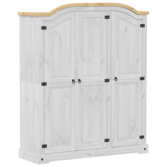 Fehér corona tömör fenyőfa ruhásszekrény 151,5 x 52 x 186 cm