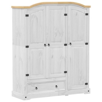 Fehér corona tömör fenyőfa ruhásszekrény 151,5 x 52 x 186 cm