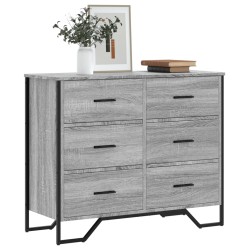 Szürke sonoma színű szerelt fa komód 91 x 35,5 x 74,5 cm