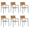 Összecsukható szék 6 pcs barna 56 x 57 x 87 cm tömör akácfa