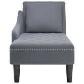 Sötétszürke bársony dívány párnával és jobb kartámasszal