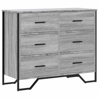Szürke sonoma színű szerelt fa komód 91 x 35,5 x 74,5 cm