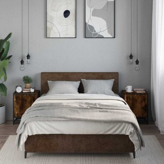 Éjjeliszekrények 2 db füstölt tölgy 40x31x50 cm gépi fa és fém