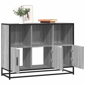 Szürke sonoma színű szerelt fa tálalószekrény 100x35x76 cm