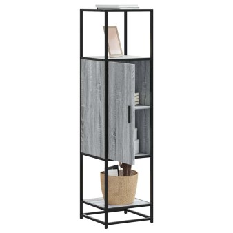 Highboard szürke sonoma 35,5x35x139 cm gépelt fa és fém