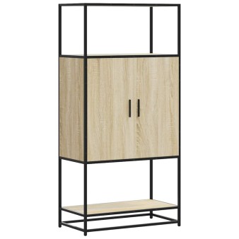 Highboard sonoma tölgy 68x35x139 cm gépelt fa és fém