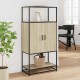 Highboard sonoma tölgy 68x35x139 cm gépelt fa és fém