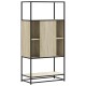 Highboard sonoma tölgy 68x35x139 cm gépelt fa és fém