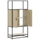Highboard sonoma tölgy 68x35x139 cm gépelt fa és fém