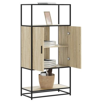 Highboard sonoma tölgy 68x35x139 cm gépelt fa és fém
