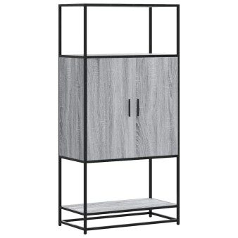 Highboard szürke sonoma 68x35x139 cm gépelt fa és fém