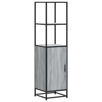 Highboard szürke sonoma 35,5x35x139 cm gépelt fa és fém