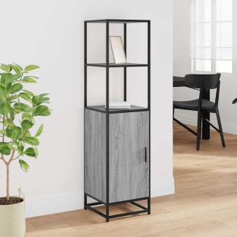 Highboard szürke sonoma 35,5x35x139 cm gépelt fa és fém