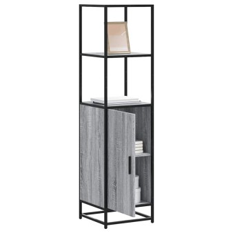Highboard szürke sonoma 35,5x35x139 cm gépelt fa és fém