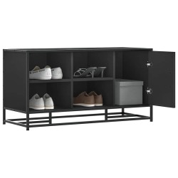 Cipőpad fekete 100x40x53,5 cm fából és fémből készült pad