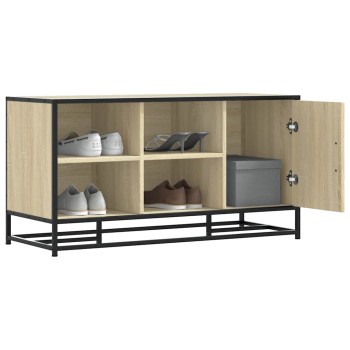 Cipőpad sonoma tölgy 100x40x53,5 cm gépi fa és fém
