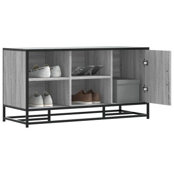 Cipőpad szürke sonoma 100x40x53,5 cm gépi fa és fém