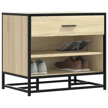 Cipőpad sonoma tölgy 60x40x53,5 cm gépelt fa és fém