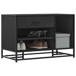 Cipőpad fekete 80x40x53,5 cm fából és fémből készült pad